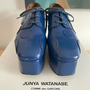 Junya Watanabe Royal Blue Polka Dot Laced Flatforms